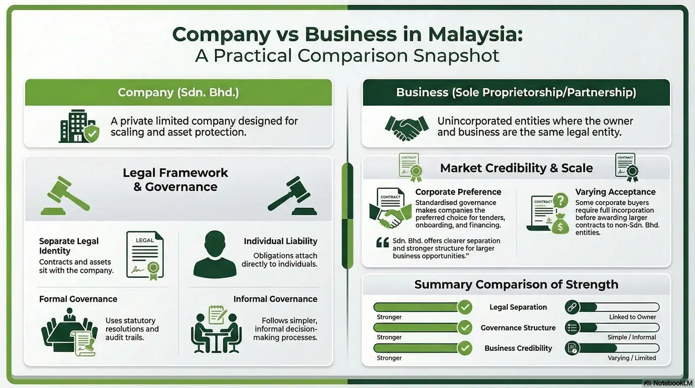 What is the 7 difference between company incorporation malaysia and business registration? 2 What is issued after incorporation vs after registration